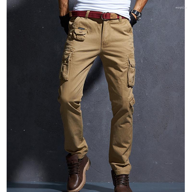 

Men's Pants 8 Pockets Cargo Mens Clothing Military Work Clothes Camouflage Casual Black Khaki Green Trousers For Men 2022, 2039 khaki
