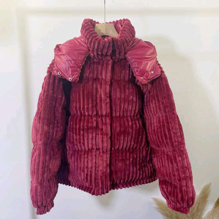 

New down jacket short section hooded thickening loose European trend, Black