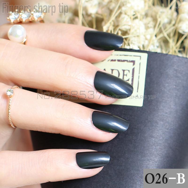 

False Nails 24pcs Product S Candy Oval Decorative Fake Short Round Section Black Comfortable R26-B