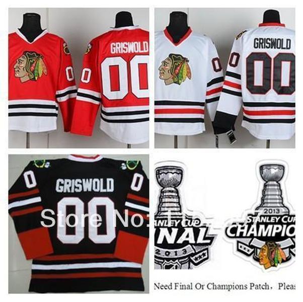 

Hockey 2014 New Style Clark Griswold Jersey #00 Chicago Blackhawks Ice Hockey Jerseys Finals Champions Home Road Red White Black