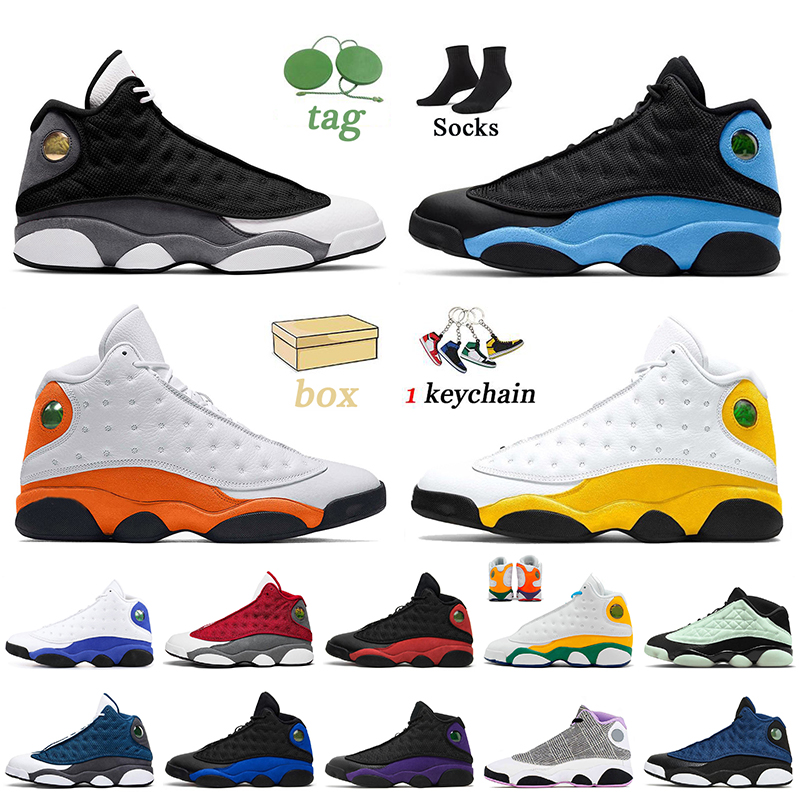 

With Box Jumpman Basketball Shoes 13 Black Flint Navy French Blue 13s Del Sol Red Reverse Bred Court Purple Hyper Royal Trainers Black Cat Sneakers, B44 playground 36-47