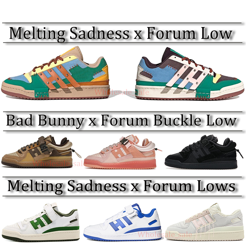 

With Box Bad Bunny x Originals Shoes Forum Low Melting Sadness Easter Egg Sneakers Teens Active Running Cloud White Core Black The First Cafe Trainers Size 36-45, Melting sadness #2 36-45