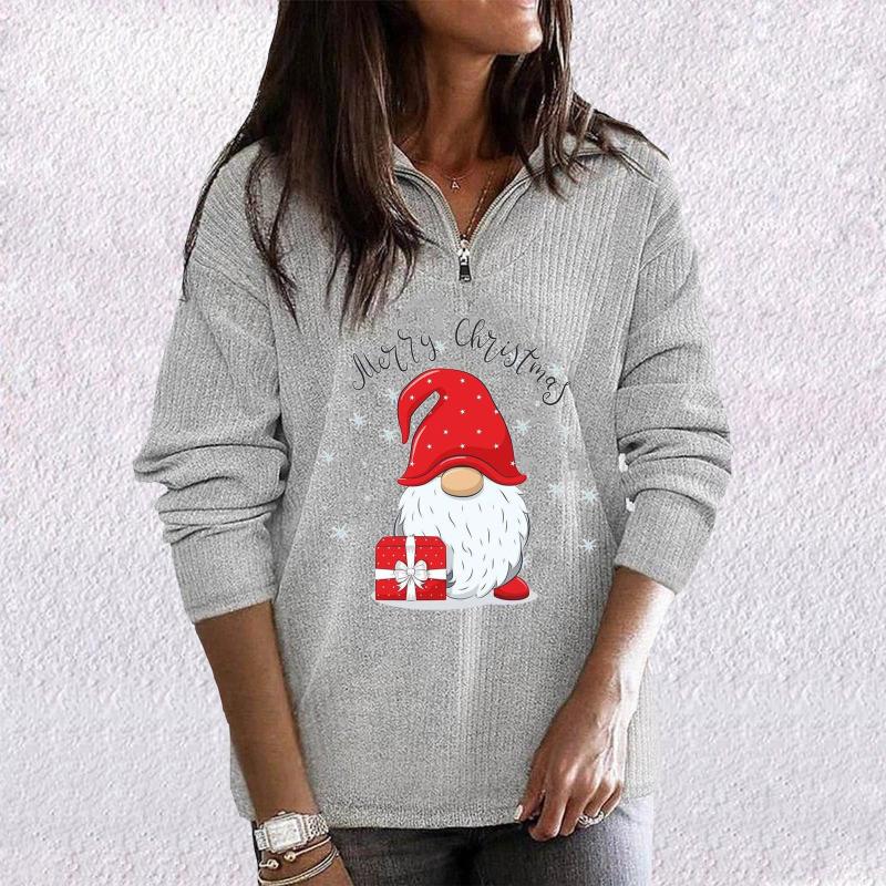 

Women's Hoodies Winter Christmas Print Hoodie Women Half Zipper Pullovers Long Sleeve Sweatshirts Oversized Fleece Thicken Loose Xmas, Black