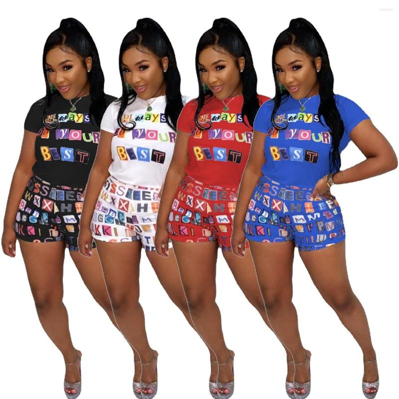 

Women' Tracksuits Summer Clothes For Women Tracksuit 2022 Fashion Alphabet Graffiti Positioning Print Street Shorts Sets, Blue