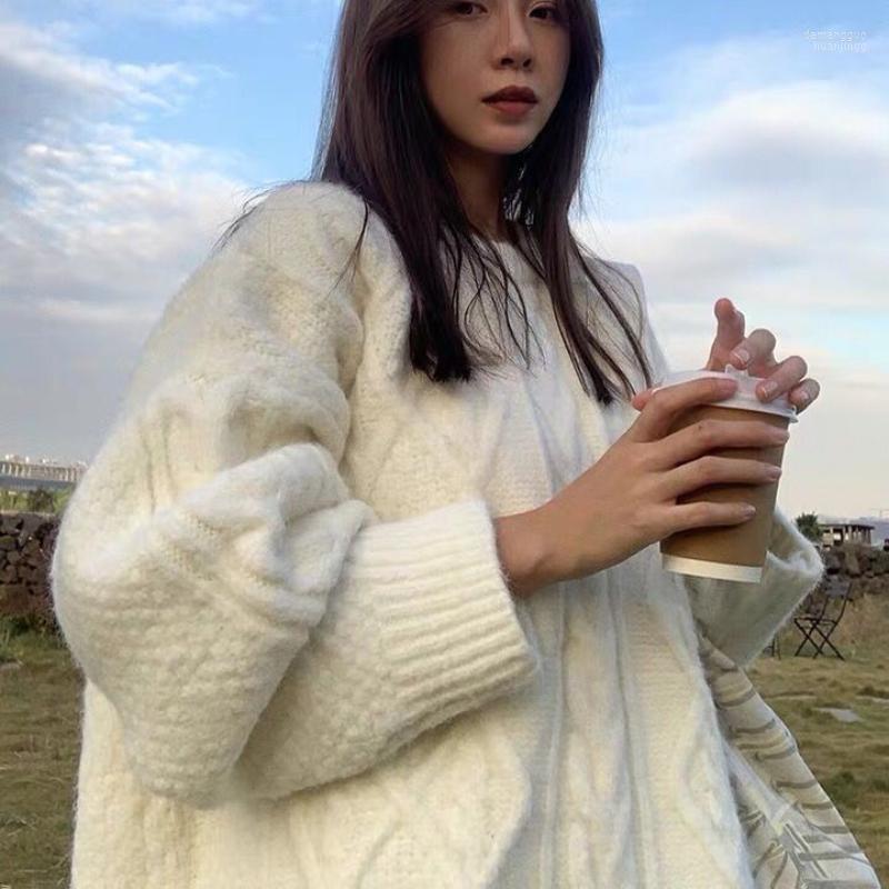 

Women's Sweaters Women's Fashion Solid Color Sweater Loose Female Autumn And Winter Japanese Twist Stripe Pullover Knit Top All-match, Gray