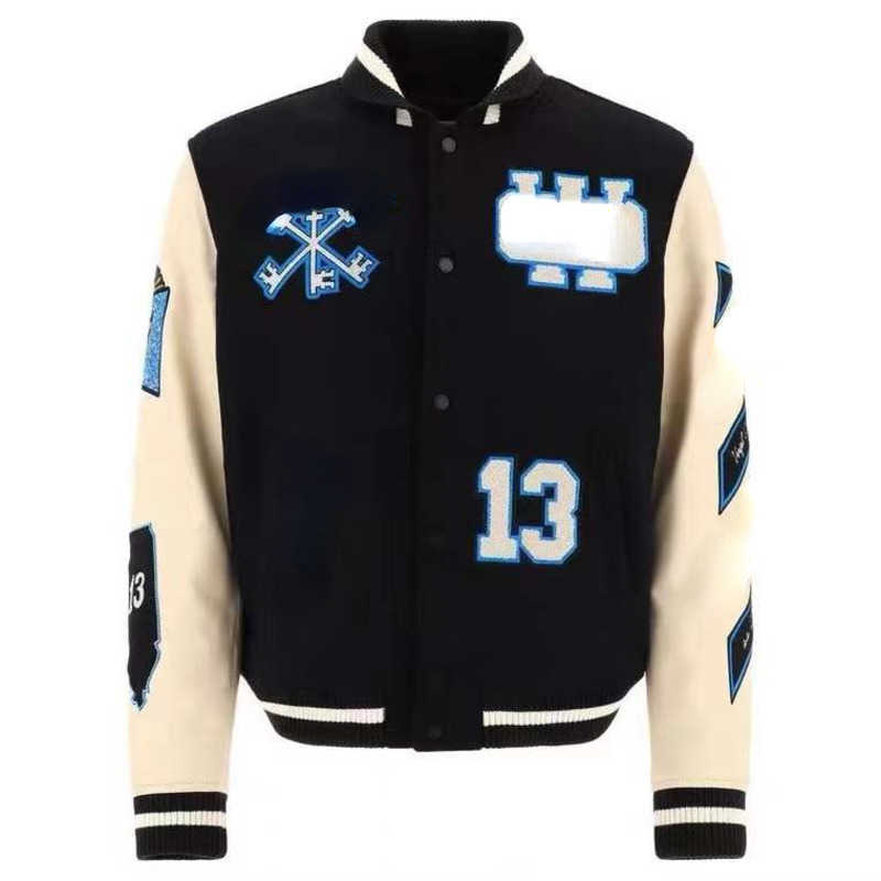 

Ow designer jacket mens baseball jackets off Embroidered sportswear man Cardigan coat women Hip Hop Loose Sweatshirt Coats, No.1
