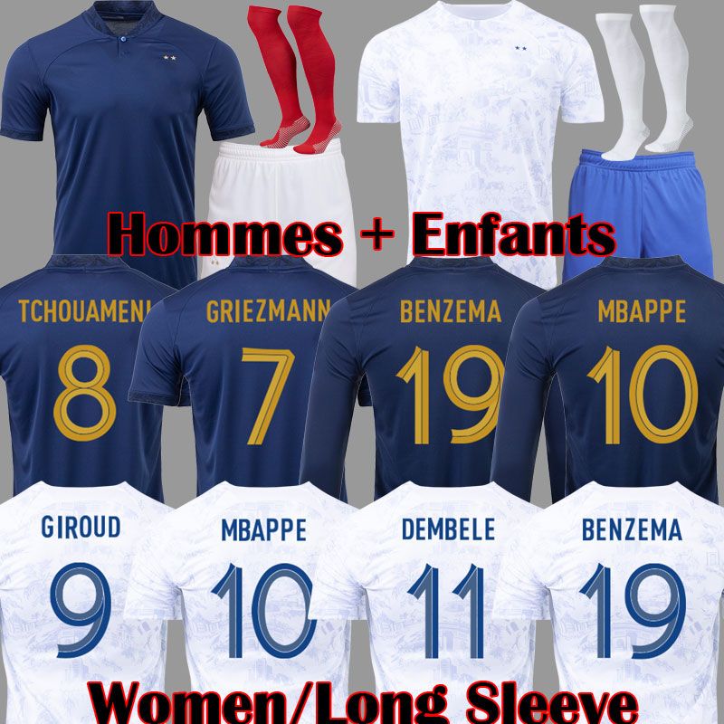 

Maillots de football 2022 Soccer Jersey World Cup French BENZEMA Football shirts MBAPPE GRIEZMANN POGBA maillot foot kit top shirt hommes enfants MEN kids 999341, Home