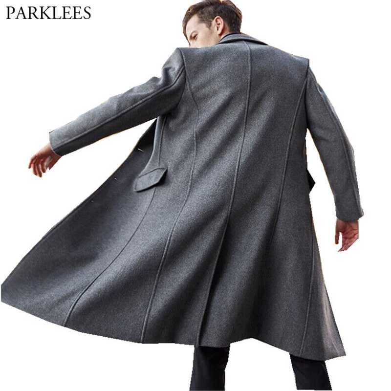 

Men's Fur Faux Fur British Style Long Wool Trench Coat Men 2021 Winter Mens Cashmere Coat Slim Fit Extra Long Overcoat Windbreaker Manteau Homme T221007, Black