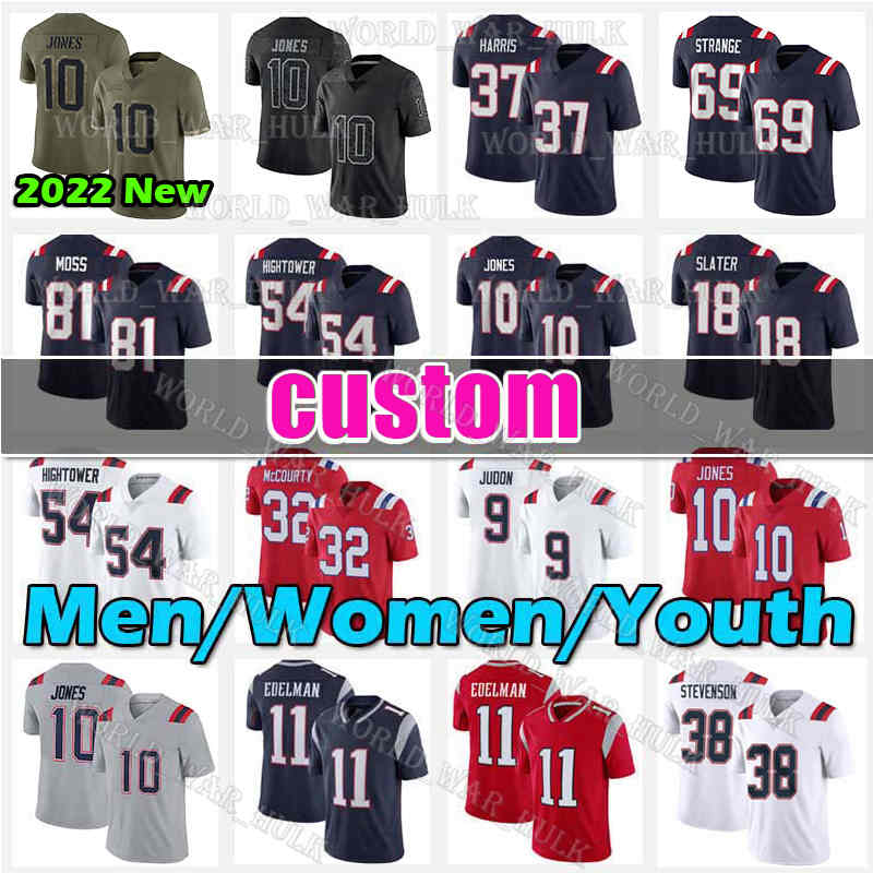 

Mac Jones Jersey Matt Judon Devin McCourty Football 4 Bailey Zappe Matthew Slater 1 DeVante Parker Julian Edelman Damien Harris New England Patriots Kendrick Bourne, Custom new women(a g)