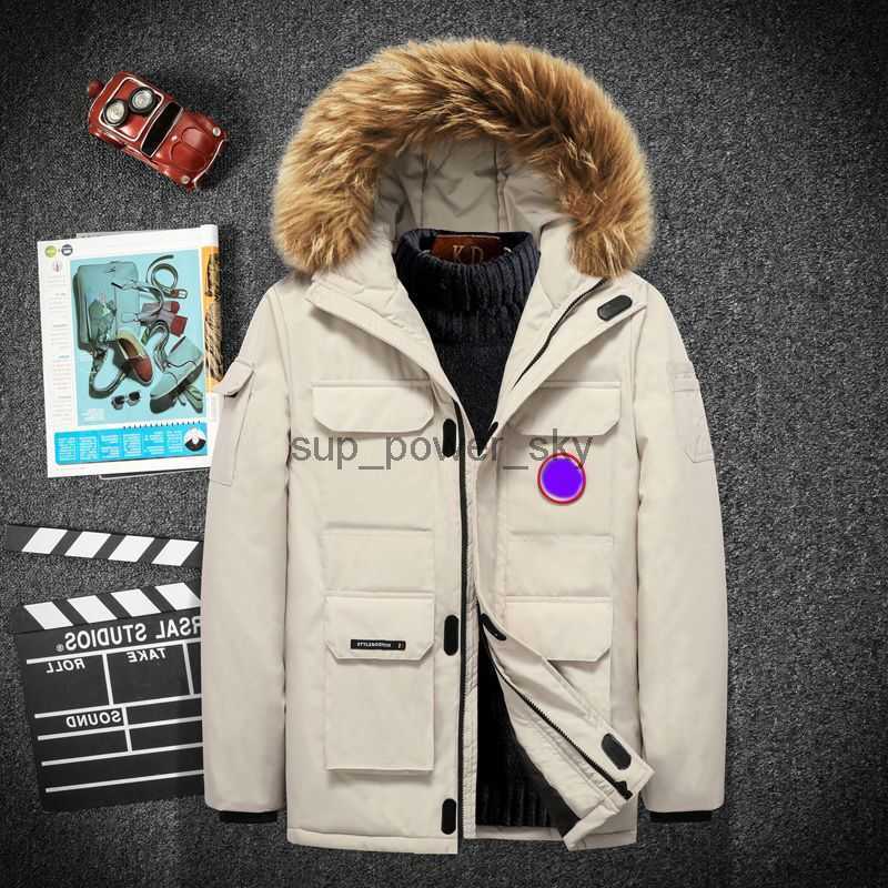 Men's Down Canadian Designer Goose Parkas Autumn Winter Cotton Jacket Men fur collar loose hooded warm keeping work clothes Couples fashion