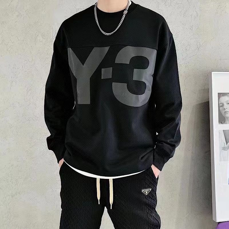 

Men Sweatshirts Hoodies y3 Autumn Letter Printing Stitching Crew Neck Sweater Casual Pullover, Black