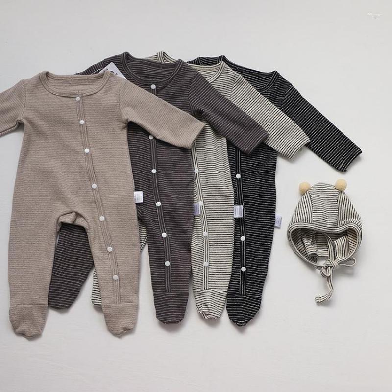 

Footies Korean Baby Striped Rompers For Boys And Girl Autumn Born Climbing Jumpsuits Long Sleeve Clothes Cotton Infant 0-24m InsFooties