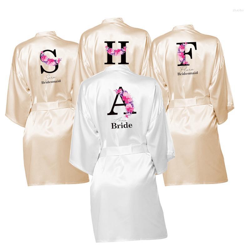 

Women's Sleepwear Women's Personalised Bride Robe Custom Name Birthday And Bridesmaid Dressing Gown Satin Bridal PajamasWomen's, White