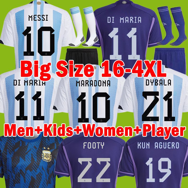 

2022 2023 Argentina soccer Jerseys Fans Player Version 22 23 MARADONA L.MARTINEZ DYBALA TAGLIAFICO DE PAUL DI MARIA LO CELSO football shirt Men Women Kids kit uniforms, 22-23 home player