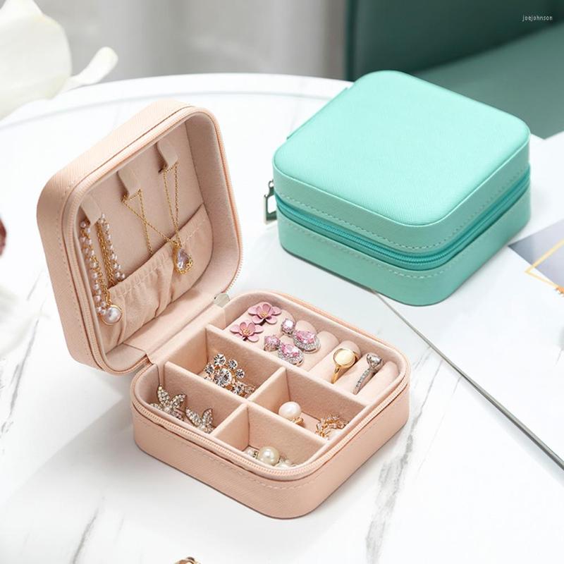 

Jewelry Pouches Mini Travel Box Storage Organizer Packaging Case Portable PU Leather Earring Ring Necklace Jewellery Display