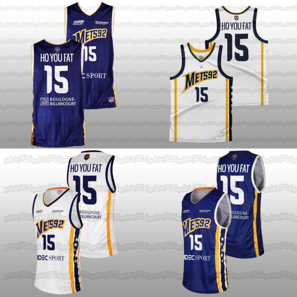 

Metropolitans Steeve Ho You Fat White Home French Basketball Jersey #15 Purple Jersey Jerseys Men Women Youth