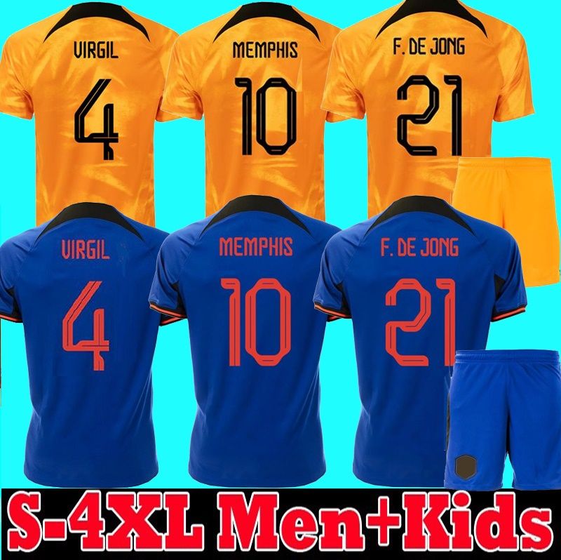 

Netherlands 2022 MEMPHIS soccer jersey DE JONG Holland DE LIGT WIJNALDUM VAN DIJK Bergwijn Berghuis Fooball shirt Men Kids 3XL 4XL, Home+patch