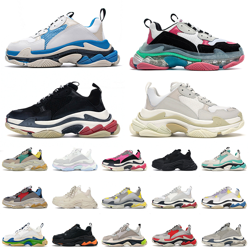 

Luxury Fashion Triple s Designer Shoes Crystal Bottoms Platform Sneakers Women Mens Clear Sole Triple Black White Pink Navy Blue Triples Trainers Loafers, B28 36-40 (5)