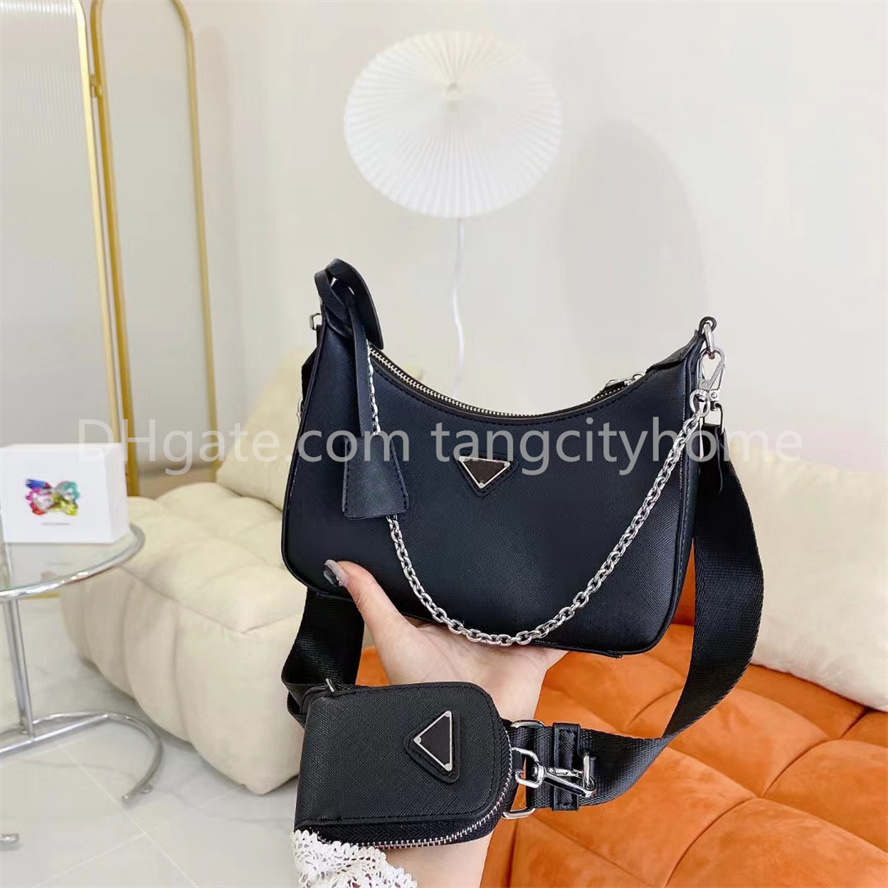 

Designer Cross Body Bags Brand HOBO Luxury Shoulder Bag Waterproof Nylon Canvas Purse Three-in-one Underarm Bags With Wallet Triangle LOGO, White