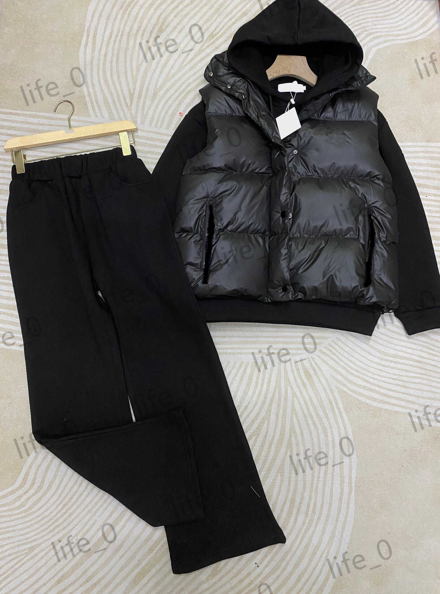 

Designer Womens Three Pieces Pants Solid Color Single Button Down Vest Tops Drawstring Hoodie Sweatshirts Wide-waisted Sports Trousers Brand Woman Tracksuit 1970, 18