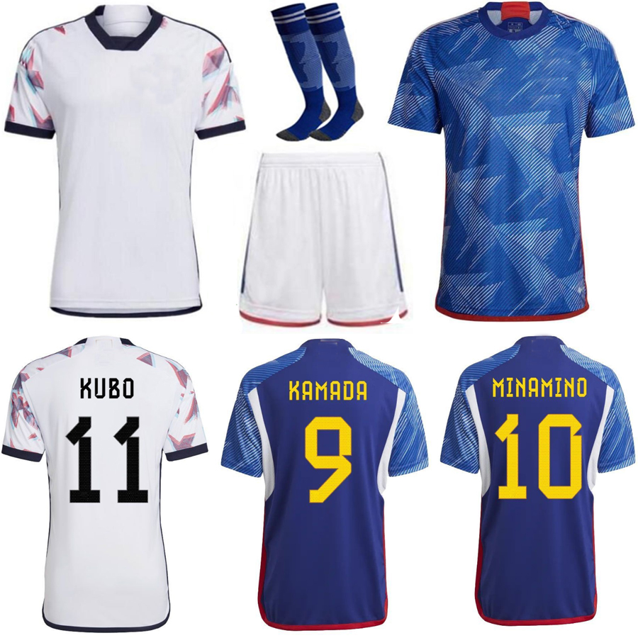 

2022 23 Japan Soccer Jersey Cartoon Captain TSUBASA Japanese Football Shirts men set kids kit World Cup Player Fans HONDA ATOM KAGAWA OKAZAKI TOMIYASU tops uniform, 22 23 blue home kit with socks