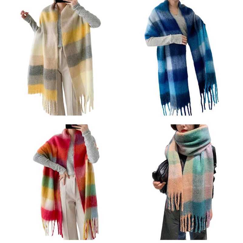 

Scarves Pretty Knit Scarf Classical Lattice Printed Pattern Large Shawl for Cold Winter New Dropship G221007