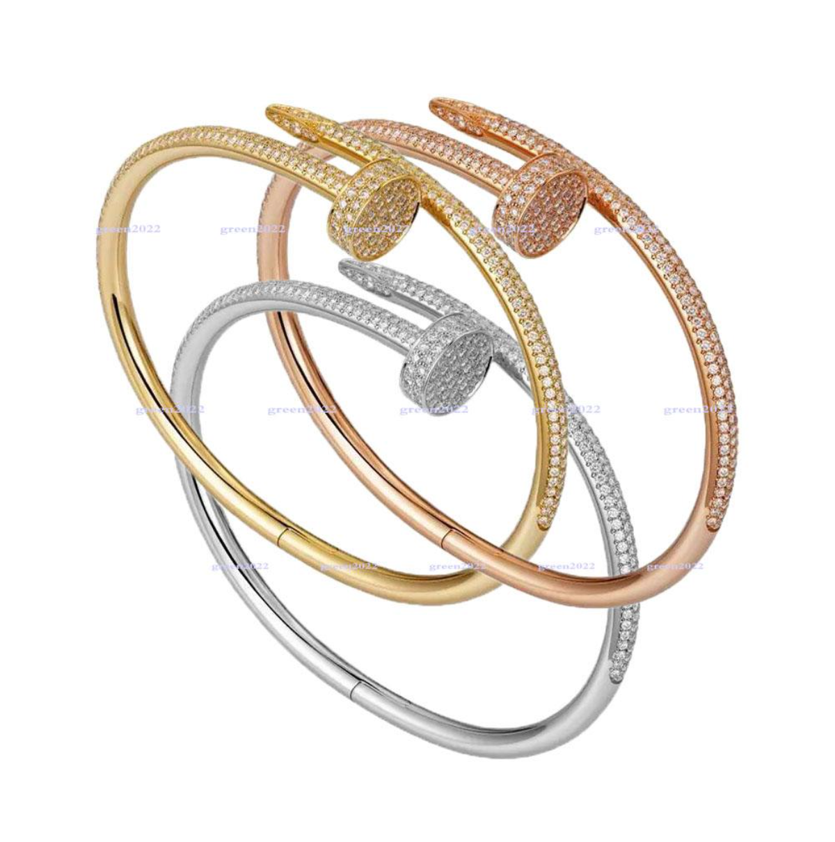 

bangles Gold Silver Nail Bracelet Titanium Steel Cuff bangle nlay Diamond Bracelets Womens Mens Love Jewelry Gift