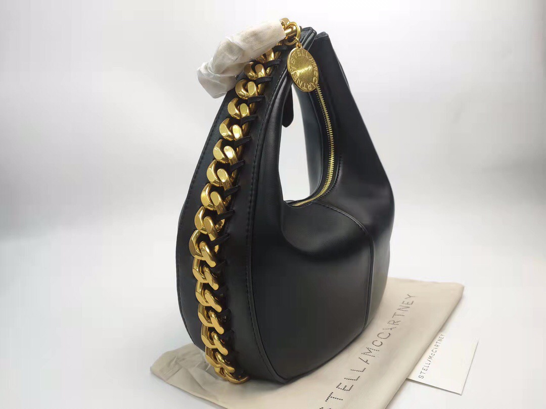 

Stella Mccartney Frayme Medium Zipped Shoulder Bag Women Frayme Small Leather Lady Hobo Bags With Handbag Luxury Designer Black Gold Logo Medall Purse