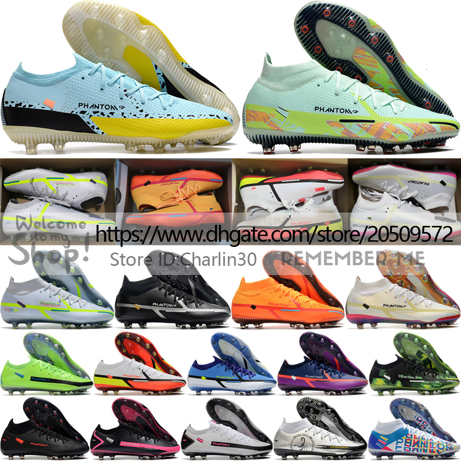 

Send With Bag Football Boots Phantom GT2 Elite AG Soccer Shoes For Mens Blue Yellow Green Grey Orange Gold White Black Purple Silver ACC Football Cleats Size US6.5-12, Low 1
