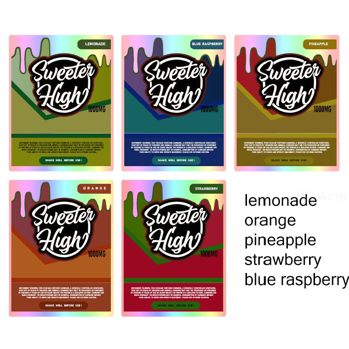 

Empty Sweeter High labels THCLean Packaging bottles 1000mg 100ml infused Syrup Brown bottle blueberry Juice 5 flavors
