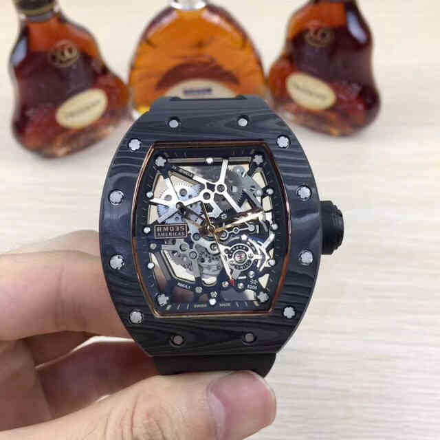 

watches wrist Luxury richa milles designer Chao carbon fiber black men's fully automatic mechanical hollowed out personality tape luminous a AW69