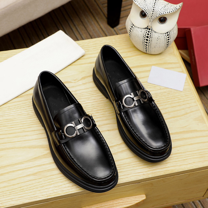 Top Designers Shoes Mens Fashion Loafers Genuine Leather Men Business Office Work Formal Dress Shoes Brand Metal buckle Party Wedding size45