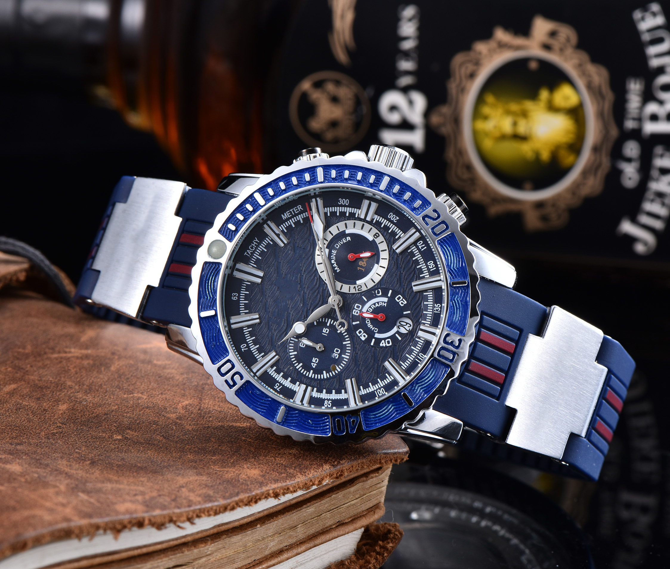 

U-N Athens Top Brand Luxury Watches Men Quartz Watch Luminous Army Military Waterproof Rubber Men WristWatch Relogio Masculino gift, Full gold