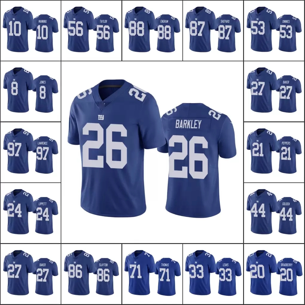 

16C Jersey New York''Giants''Men #26 Saquon Barkley 10 Eli Manning 8 Daniel Jones 71 Andrew Thomas''NFL''Women Youth Royal Vapor Limited Jersey, 2022 mens jr