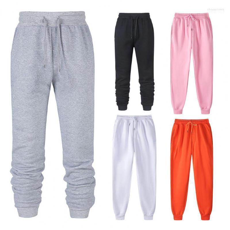 

Men's Pants Men's Solid Color Straight Unisex Ankle-Length Elastic Waist Ankle Banded Thicken Sweatpants Running Casual Trousers, White