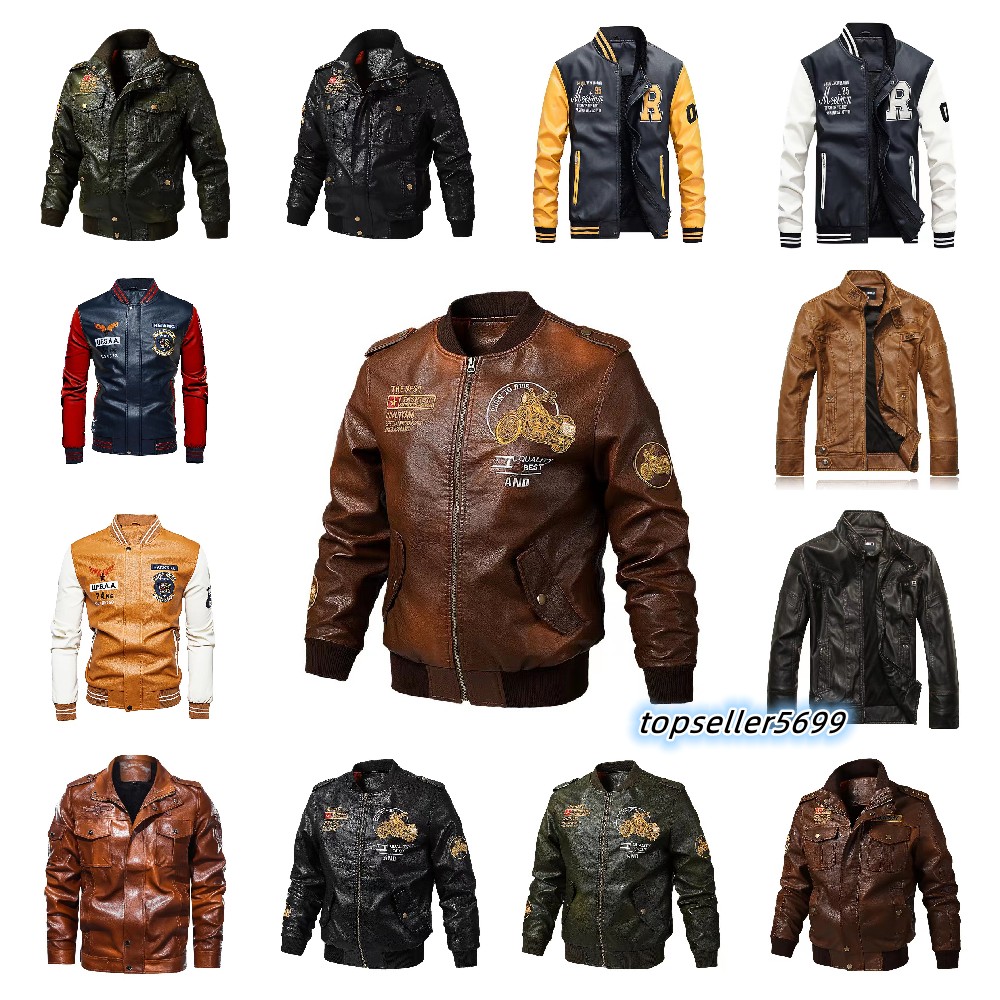 

Men's Jackets Premium Quality Bomber Luxury College Motorcycle Embroidery Baseball Jacket Faux Leather Coat Pilot 4XL can customize the logo 5xl