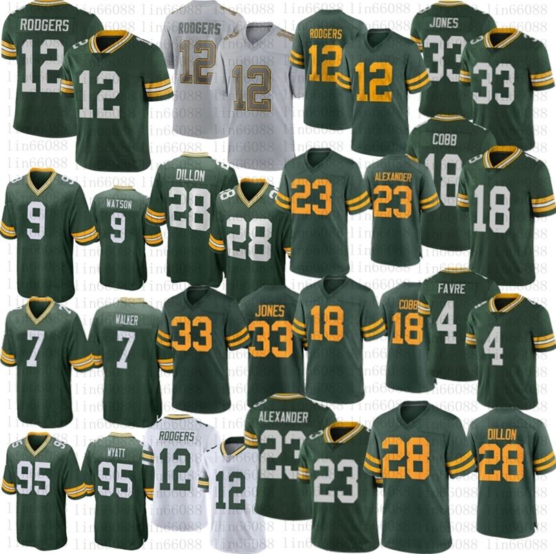 

03C Hommes femmes jeunes 12 Aaron Rodgers Football Jones Quay Walker A.J. Dillon Christian Watson Devonte Wyatt Randall Cobb Alexander Love Jersey Grey Fashion, 2021 mens bzg
