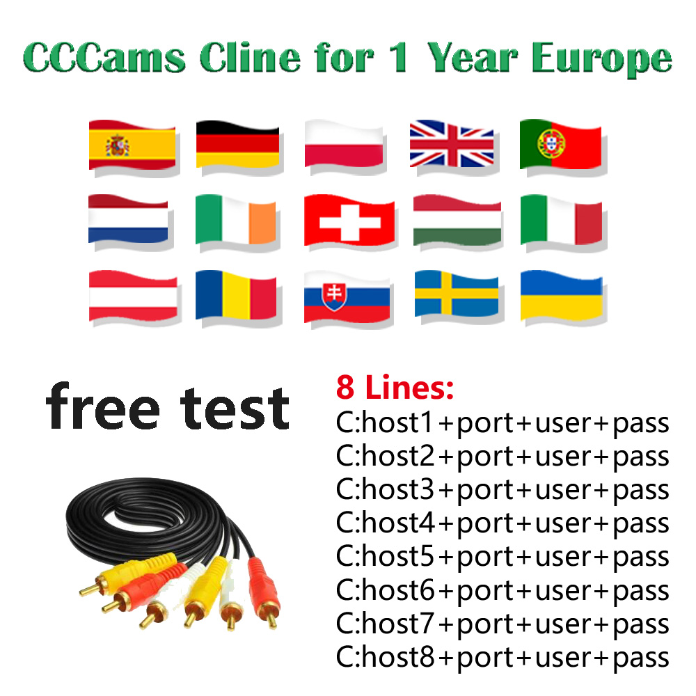 

Europe TV Parts CCCAM 8Cline Antennas Germany Support free Oscam Cline Poland Spain fast stable cable 4 k hd italy portugal Sweden FULL HD DVB-S2