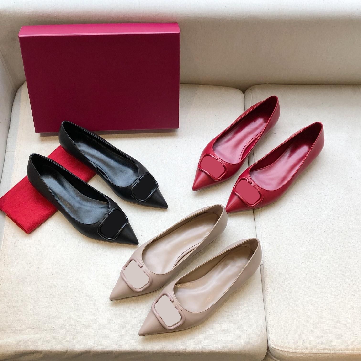 Chaussures habillées de marque de marque Point V Sandales en forme de boucle en métal Single Stiletto Boîte de sangle de pantoufle sexy en cuir n