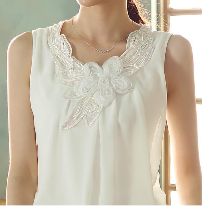 

Women' Blouses Women' & Shirts Elegant Fashion Women Tops And Blouse 2022 Spring Summer Chiffon Sleeveless Woman Plus Size Ladies 3XL, White