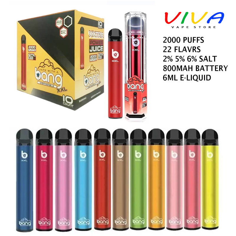 

Bang XXL 2000 Puffs E Cigarette Kit Bangvapes Disposable Vape Pen Device 800mAh Battery 6ml Prefilled Pods Cartridges Portable Vaporizers, Remark flavrs