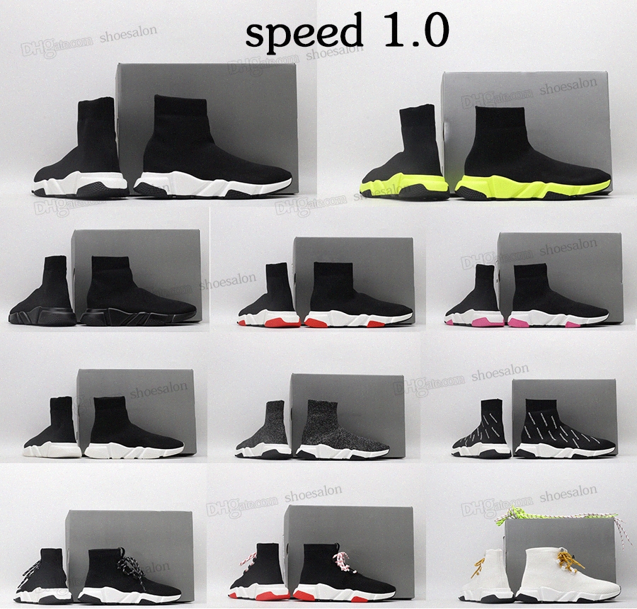 

Mens designer sock Casual shoes Platform women Sneakers speed Runner trainer 1.0 lace-up Triple Black White Classic with Lace jogging walking fly boot balanciaga, Shoesalon