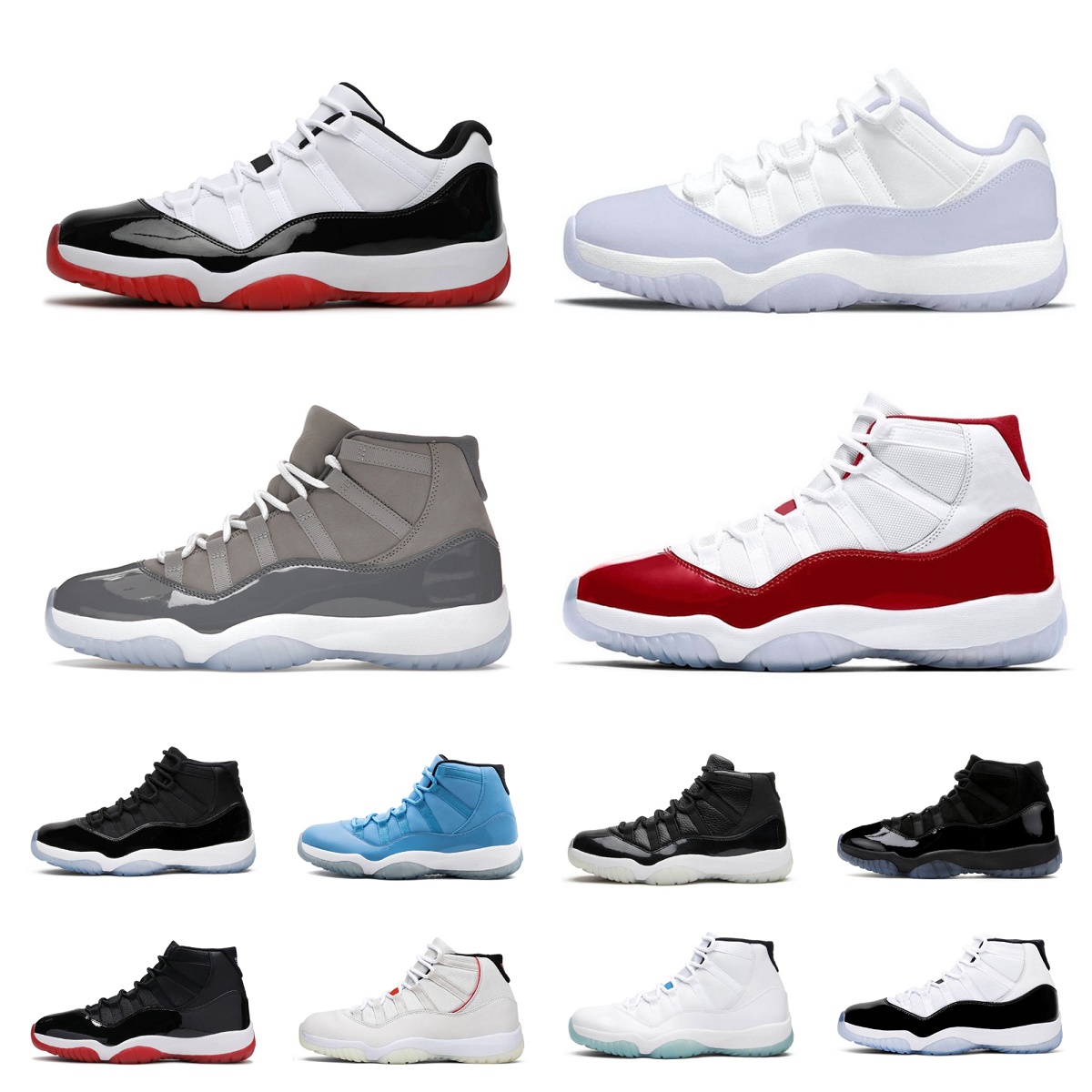 

11 Retro Basketball Shoes Men 11s Cherry Cool Grey Jubilee 25th Anniversary Gamma Legend Blue Concord Bred Low 72-10 Pure Violet Mens Women Trainers Sports Sneakers, Bubble package bag