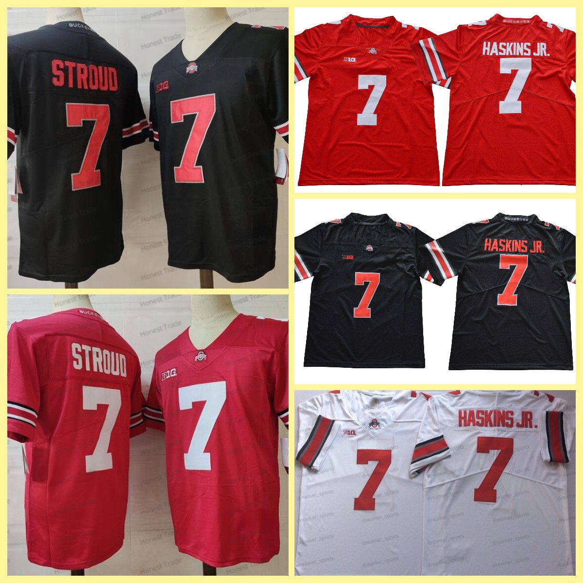 

NCAA 7 Dwayne Haskins JR Football Jersey 7 CJ Stroud White Red Ohio State Mens College Football Jerseys Stitched, Men jersey
