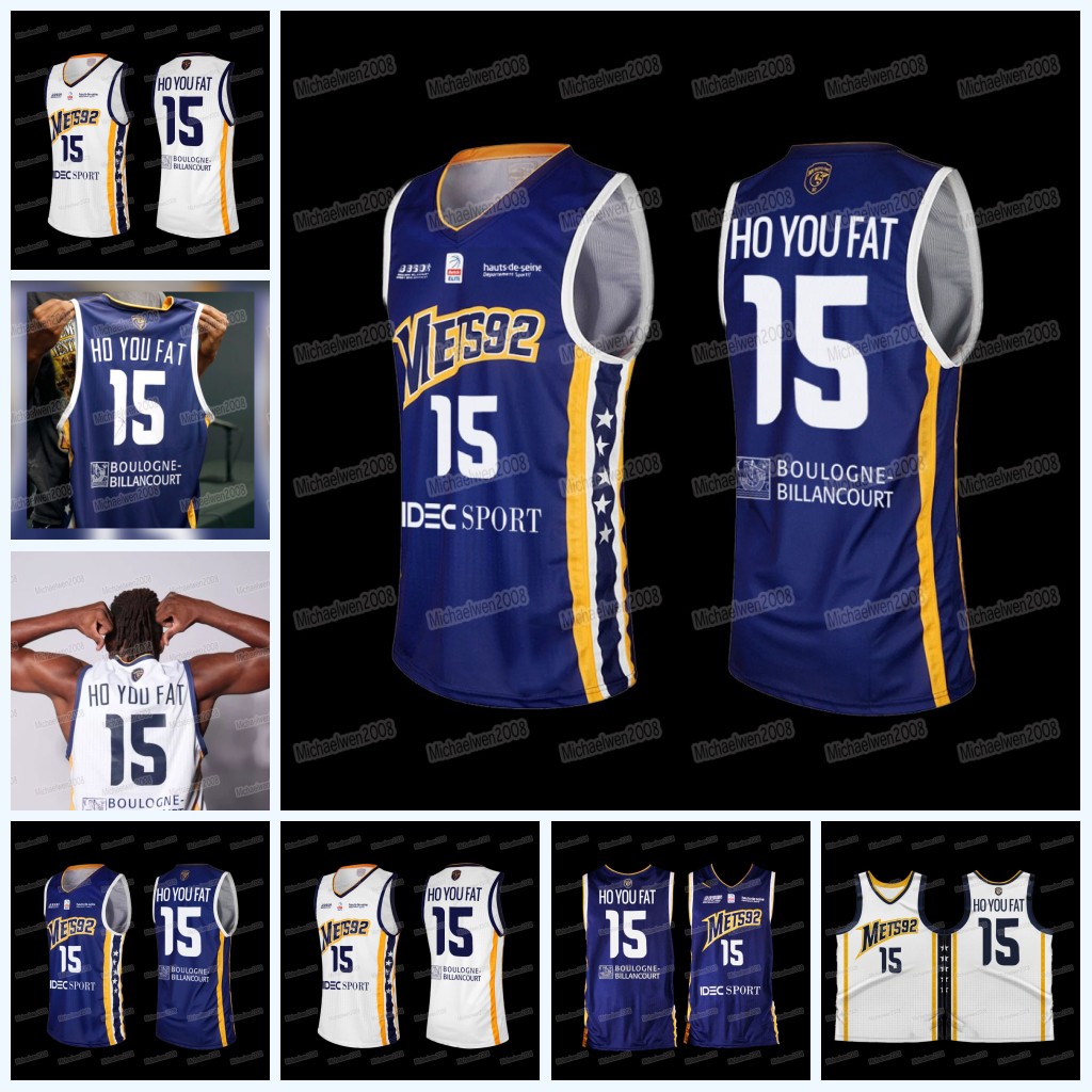 

Basketball Jerseys Custom Steeve Ho You Fat French Basketball Jersey Mets Metro 92 White Metropolitans 92 #15 Away Blue Jerseys