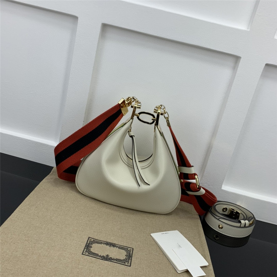 

7A Top Designer bags Handbag Crescent bag Dumpling bun 699409 One Shoulder Messenger bag Fashion Classic Women's Genuine Leather bag Luxury Custom Made Wide Webbing, White