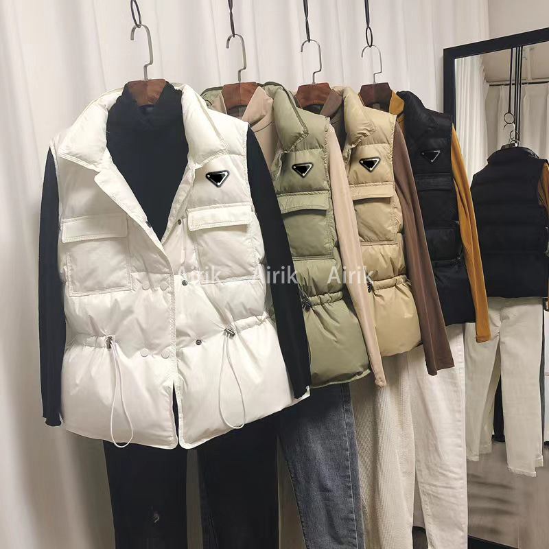 

22ss Womens Downs Parkas White duck Vest Down Quilted Pockets Warm Jackets Women Winter Hood Long With Jacket Coat Outdoor size