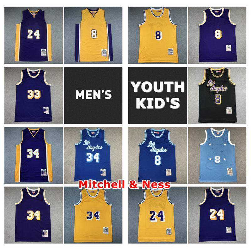 

college wearVintage Mens Youth Kids Mitchell & Ness Swingman Jersey Black Mamba 33 Abdul-Jabbar 32 34 Stitched Retro Classic Kid Basketball, With real logo