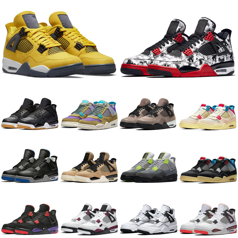 

basketball shoes 4 retro for men women Infrared j4 Military Black 4s Cat Fired Red Thunder White Cement Pure Money Purple mens trainer sport, (1)