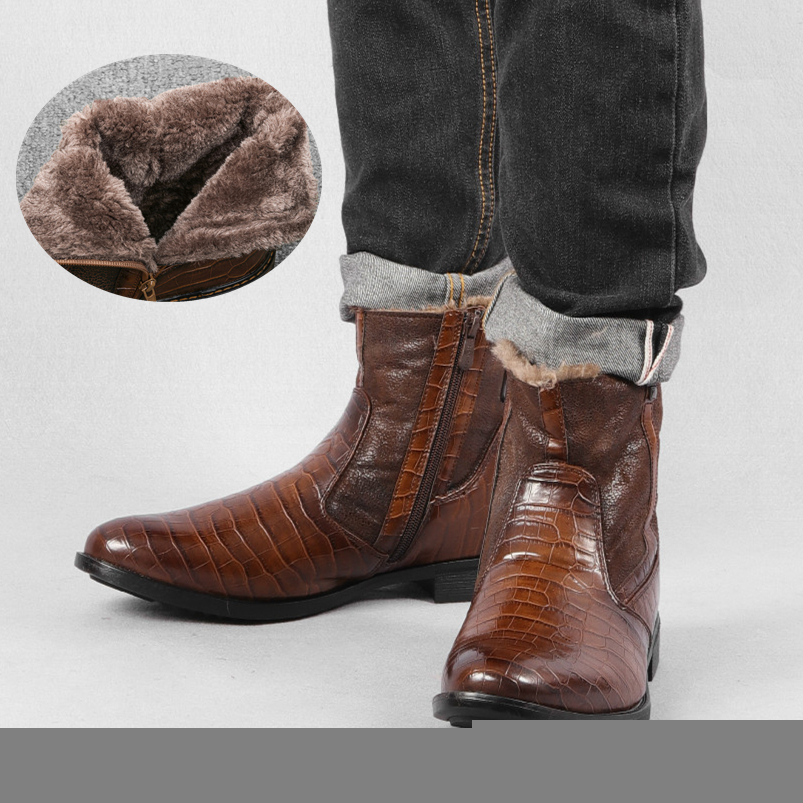 

Boots Winter Boots For Men Warm Fashion Leather Snow boots Comfortable Men Winter Shoes KD5207C3 221008, Black